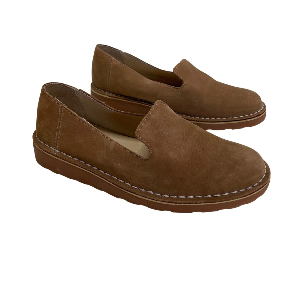 LL‎ Bean Stonington Nubuck Leather Slip-On Loafers Women 8M Brown Fisherman Gorp
